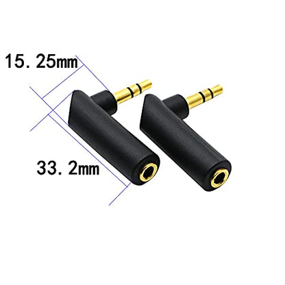 3.5mm Angle Male to Female Audio Adapter, 90 Degree Right Angle Gold-Plated TRS Stereo Jack Plug AUX Connector Compatible with Headset, Tablets, MP3 Players, Speakers(2 Pack)