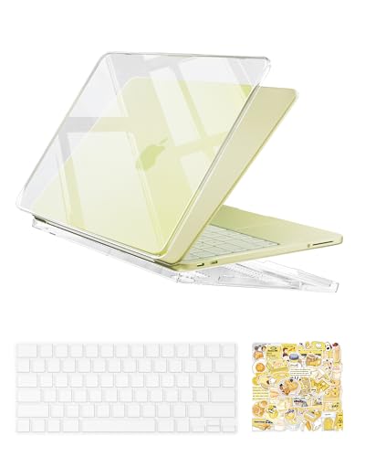 ProCase Clear Case for MacBook Neo 13 Inch 2026 Model A3404, Ultra-Thin Hard Shell Protective Laptop Cover with Keyboard Cover & 50 PCS Yellow Stickers - color: Clear Case + Yellow Stickers