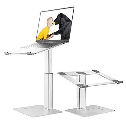 Laptop Stand for Desk, Ergonomic Aluminum Laptop Stand Adjustable Height from 7-15", Sitting and Standing Laptop Riser for 10-17" Notebook - color: Silver