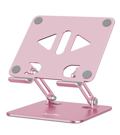 Aoviho Tablet Stand for Desk,Adjustable Tablet Holder,Rose Gold | Stable Aluminum Design, Fits iPad Pro/Air/Mini & Samsung Tablets, Adjustable Viewing, Ideal for Office & Home - color: Rose Gold