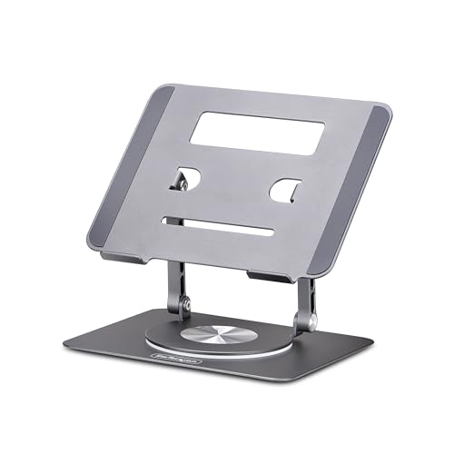 StarTech Rotating Laptop Stand, Aluminum, 360 Swivel, 11lb/5kg | Ergonomic Desk Riser for Computer, Adjustable Height/Tilt, ATFR-LAPTOP-RISER