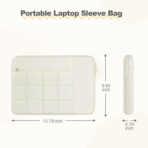Laptop Case 13.3 inch,13-13.3 inch Puffy Laptop Sleeve Compatible with MacBook Neo/Air 13 13.6/Pro 13/Pro 14,HP Dell ASUS Acer Lenovo,Twelve Square Quilted Computer Bag with 2 Pockets,Sand - color: Sand, size: 13.3 inch
