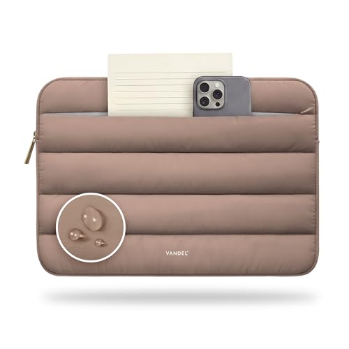 Vandel Puffy Laptop Sleeve Case for 13-14 inch Laptop Sleeve Bag Case | Zipper Pocket, Compatible with MacBook Air 13, Pro 14/13 iPad Pro 12.9, HP Dell ASUS, Computer Bag Cover - color: Latte