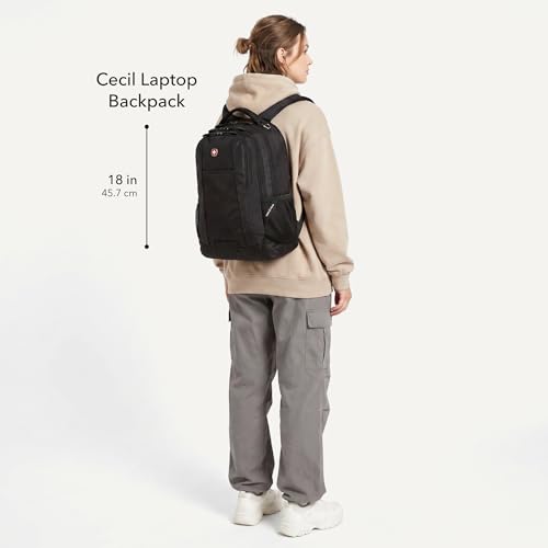 SWISSGEAR Cecil Laptop Backpack, Fits Most 16-Inch Laptops, Three-Compartment Design, Airflow Back Panel, Merlot, 27.3L, 18-Inch - color: Merlot