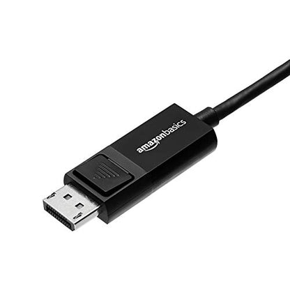 Amazon Basics Bi-Directional USB-C to DisplayPort Cable, Thunderbolt 3/4 Compatible, 4K@60Hz, DP Alt Mode, Plug & Play, 6-foot, Black - size: 6-Foot