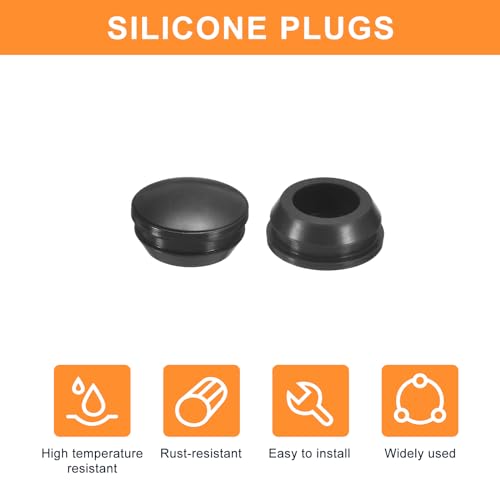 UXCELL 25pcs Silicone Plugs - Rubber Round Snap-in Locking Hole Stoppers for 14-15mm Hole, Waterproof for Metal Tube & Furniture End Caps, Black - size: 14-15mm