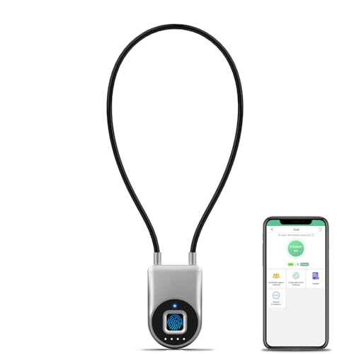 Fingerprint Cable Lock, 6" Long Cable Smart Padlock with Fingerprint Bluetooth APP, Keyless Biometric Waterproof Outdoor Gate Lock for Refrigerator French Door Fence Backyard Pantry - color: Silver, size: 6" Shackle
