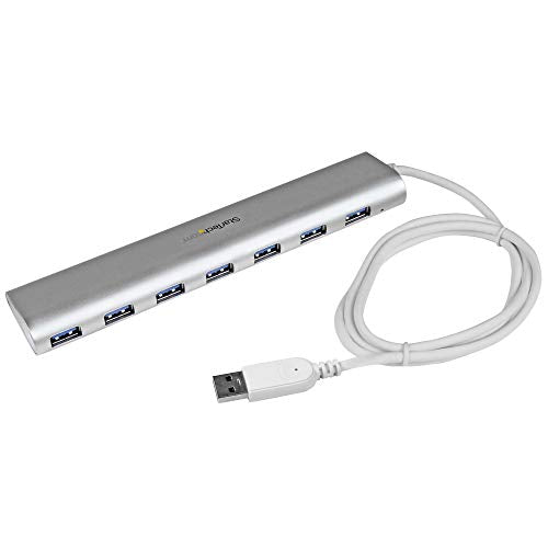 StarTech 7-Port USB-A Hub 5Gbps, Bus or Self-Powered with 20W (ST73007UA) | USB-A to 7x USB-A, Overcurrent protection, USB event monitoring, 20W adapter for high-power SSDs