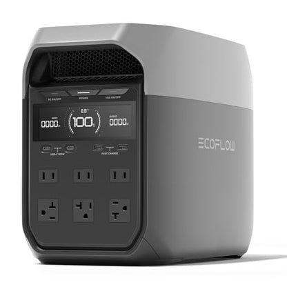 EF ECOFLOW Delta 3 Portable Power Station, 1024Wh 1800W | LiFePO4 Battery, Full Charge in 56 Min, 1800W AC/100W USB-C Output, Solar Generator for Home Backup Power, Camping & RVs - style: DELTA 3