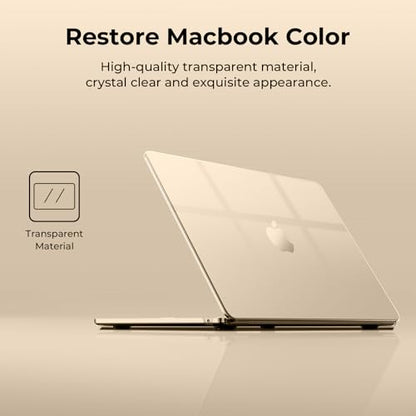 EooCoo Case Compatible with MacBook Air 15 inch 2024 2023 Release M3 A3114 M2 A2941 Liquid Retina Display, Plastic Hard Shell Case + Keyboard Cover + Screen Protector, Crystal Starlight | Easy to Install, Sturdy, Plastic Hard Shell Case & Keyboard Cover &