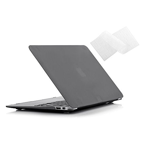 RUBAN Case Compatible with MacBook Air 13 Inch (Models: A1369 & A1466, Older Version 2010-2017 Release), Slim Snap On Hard Shell Protective Cover and Keyboard Cover, Grey - color: Grey