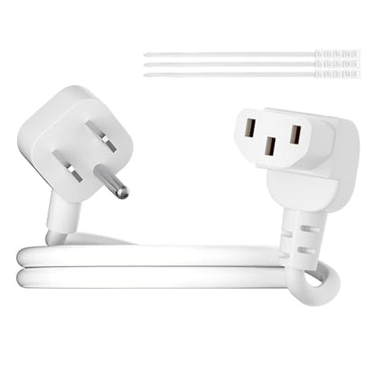 Adoreen 2 Ft Computer TV Replacement Power Cord White, Low Profile Flat Plug to 90 Degree Angled L-Shaped 18AWG 3-Prong AC Universal Power Supply Cable for Printer, PC, Monitor TV LCD, ETL+Ties - size: 2FT, style: Angled to Angled