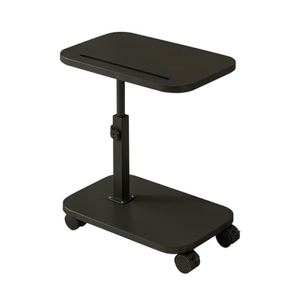 Adjustable Height TV Tray Table with Wheels, C Shaped End Side Table & Phone Tablet Slot, Swivel Snack Stand for Couch, Sofa, Bed,Living Room, Laptop Use in Small Spaces (Black) - color: Black
