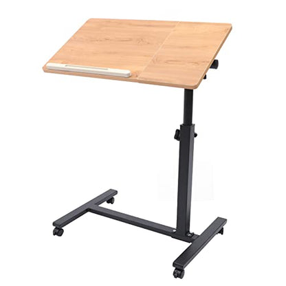 Mobile Computer Desk,Standing Laptop Stand,Adjustable Bedside Standing Height Ajustable Movable and Lockable Rolling Computer Desk for Place Your Computer,Laptop, Books
