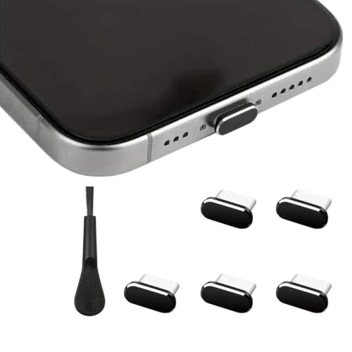 USB C Dust Plug, Type C Anti Dust Plug Cover Charging Port Protector Cap with Cleaning Brush for iPhone 17 Pro Max iPhone 16 Pro MaxSamsung Galaxy S25/S24/S23 All USB C Devices - color: Black