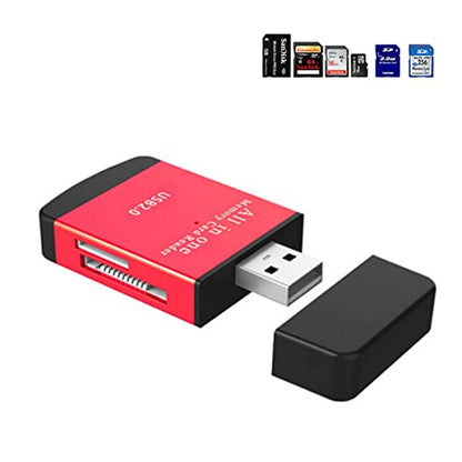 TXY 4 in 1 Card Reader USB2.0 to SD Micro SD TF MS MMC M2 Cardreader for Laptop PC Smart Card Reader SD Card Reader 4 in 1 Card Adapter (Red) - color: Red