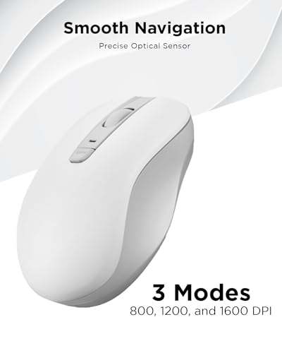 Lenovo Bluetooth Silent Mouse (WL300) - 5 Button Computer Mouse with Silent Left & Right Click – Sculpted Grip, Microsoft Swift Pair, Up to 1600 DPI (White) - color: WL300 White