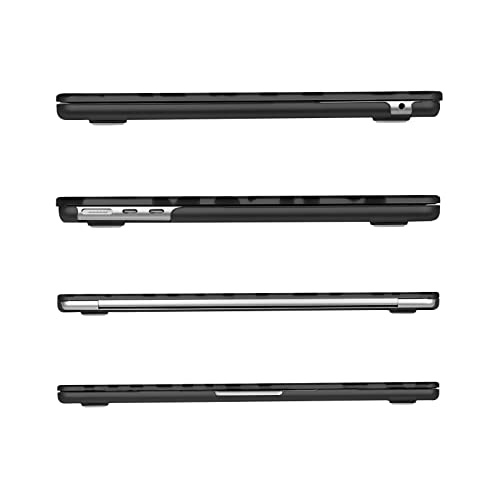 MOSISO Compatible with MacBook Air 13 inch Case M5 2026 M4 2025 M3 M2 2024-2022 A3449 A3240 A3113 A2681, 3 in 1 Leopard Grain Hard Case&Keyboard Cover&ScreenFilm for MacBook Air 13.6 Case, Black - color: Black