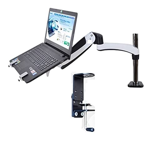 DL-GM112-LP1 Full Motion Aluminum Air Press Gas Spring Dual Arm Laptop Desktop Mount Swivel Grommet Hole Clamp Notebook Tray(for 0-120mm Desk) - color: For 0-120mm Desk