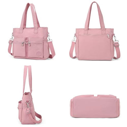 Tote Bag for Women Nylon Purse and Handbags Tote Purse Crossbody Bag Messenger Bag - color: Pink