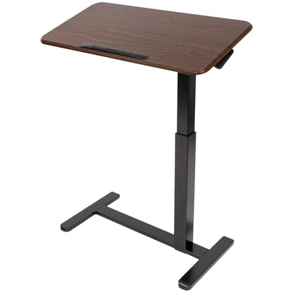 Mount-It! Overbed Table with Wheels, Tilting Adjustable Height Walnut | Tilting Bedside Tray Table with 90° Top for Laptop, Reading & Meals in Bed, Rolling Hospital Desk for Recovery - color: Walnut