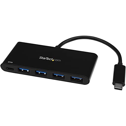 StarTech.com 4 Port USB C Hub with 4 USB Type-A Ports (USB 3.0 SuperSpeed) - 60W Power Delivery Passthrough Charging - USB 3.0 (5Gbps) Laptop Hub Adapter - MacBook, Dell (HB30C4AFPD) - color: Black, style: Optional Power