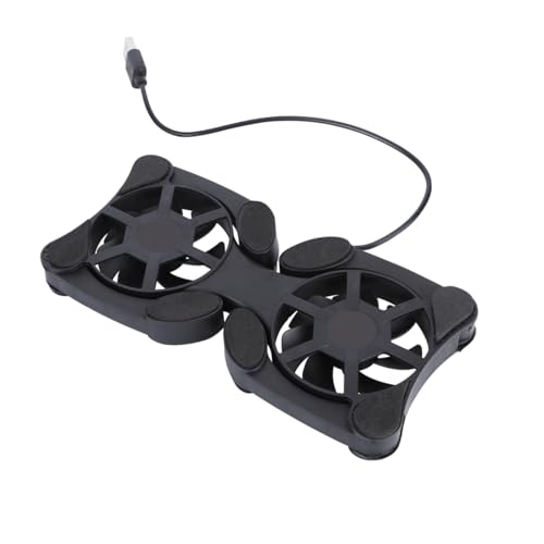 SHERCHPRY Portable Laptop Cooling Pad Dual Fans Foldable Small Notebook Cooler with Efficient Heat Dissipation for Travel and Office Use Black