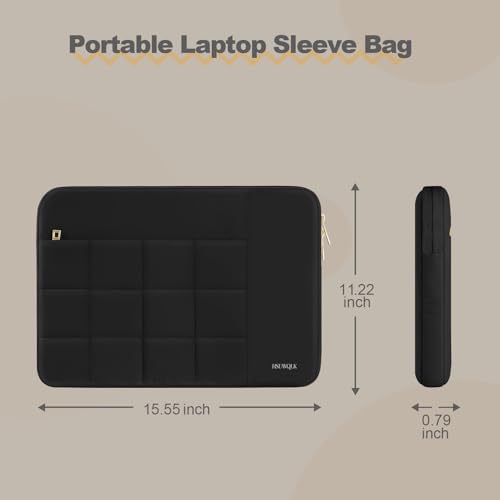 Laptop Case 16 inch,15-15.6 inch Puffy Laptop Sleeve Compatible with MacBook Pro 16 M5 M4 M3 M2 M1,HP Dell Acer ASUS Lenovo Notebook,Twelve Square Quilted Computer Bag with 2 Pockets,Black - color: Black, size: 16 inch