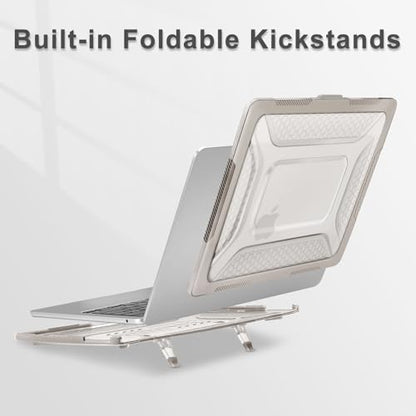 MOSISO Compatible with MacBook Air 13 inch Case M5 M4 M3 M2, Khaki | 2 in 1 Kit Honeycomb Shock Resistant Hard Case with Foldable Kickstand for MacBook Air 13.6 2026-2022 A3449 A3240 A3113 A2681 - color: Khaki