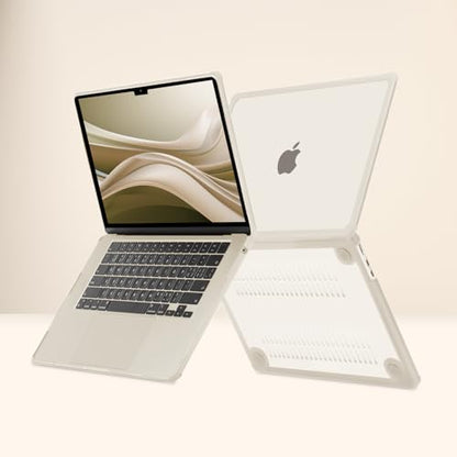 MOSISO Compatible with MacBook Air 15 inch Case M5 2026 M4 M3 M2 2025-2023 | A3448 A3241 A3114 A2941,Anti-Cracking,Heavy Duty Shock-Absorbing Hard Shell Case with TPU Bumper&Keyboard Cover, Starlight - color: Starlight