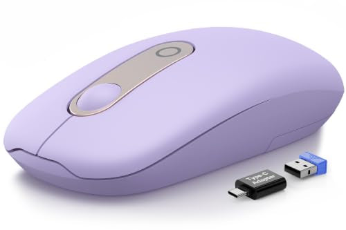 Wireless Mouse for Laptop, Quiet, Compact & Portable, USB-C Adapter | Slim, 3 Level DPI, Sleep Mode, Computer Mice for PC Notebook Mac, Ideal for work, study, and travel. - M41 - color: Dusty Purple
