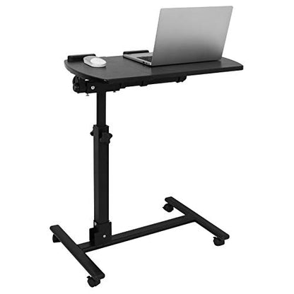 SUPER DEAL Overbed Angle & Height Adjustable Mobile Rolling Laptop Stand with Lockable Wheels Sofa/Bed Side Table Hospital Table Stand Cart