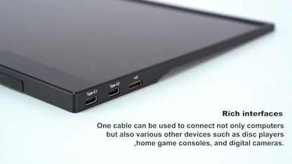 15.6 Inch Portable Touchscreen Monitor, 1080P FHD IPS Display | USB C HDMI External Second Screen with Smart Cover Stand for Laptop PC Mac Phone Gaming