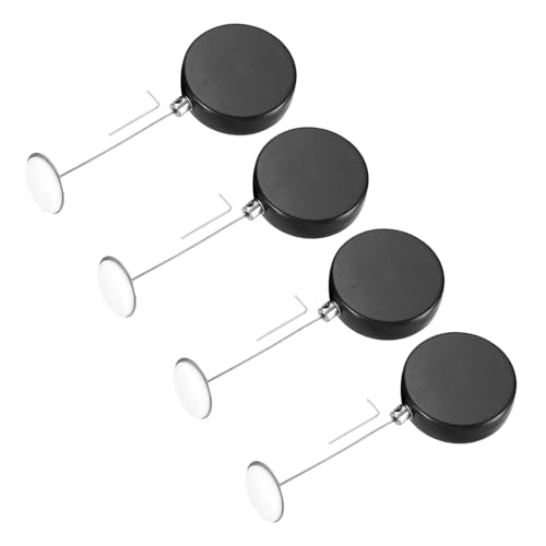 MECCANIXITY 3.3ft Retractable Cable Lock with Round Patch Remote Control Security Lock with Adjustable Cord Tether Anti Theft for Laptop, TV, 150 G, Black, 4 Pack - color: Black