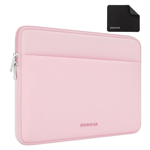 RAINYEAR Laptop Sleeve Case 13.3 Inch, Portable Bag with Pocket, Light Pink | Protective Soft Portable Laptop Case Cover Carrying Bag for 13.3-14 Inch Laptop PC, 14 Inch MacBook Pro/Max M5 M4 M3 M2 M1 - color: Light Pink, size: 13.3-14 inch
