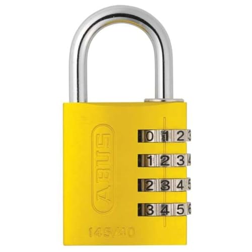 ABUS 145/40 Non-TSA Combination Padlock for Hard Cases, Luggage, Resettable, Yellow - color: Yellow, size: 40 mm