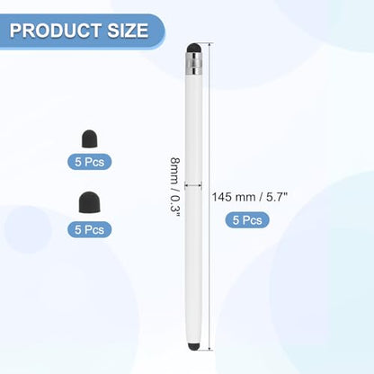 PATIKIL 5 Pcs Stylus Pens for Touch Screens, 2 in 1 High Sensitivity Universal Pen Capacitive Stylus for Phone Tablets Laptop Touch Screen Devices, White - color: White