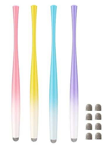 Slim Waist Stylus Pens for Touch Screens, Stylus for iPhone, iPad, Kindle Fire Including 8 Extra Replacement Fiber Tips (Colorful Pink, Purple, Blue, Yellow) - color: Pink/Purple/Blue/Yellow