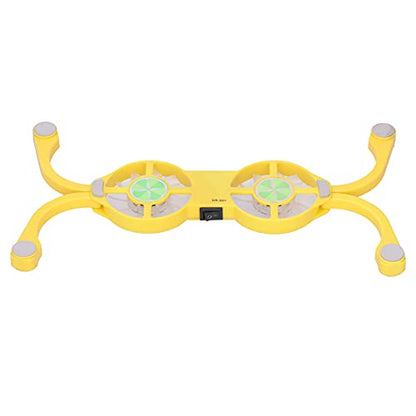 HERCHR Laptop Cooler Cooling Pad, Folding USB Laptop Cooling Pad Double Fans 500RPM-2500RPM Low Noise for Notebook(Yellow)