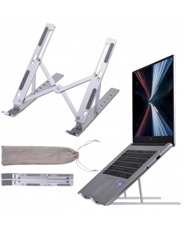 Portable Laptop Stand, Aluminum Laptop Stand for Desk Ergonomic 6 Angles Adjustable Anti-Slip Computer Stand, Metal Laptop Riser Holder Compatible with All Laptops and iPad, Sliver - color: Sliver