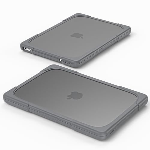 Batianda Heavy Duty Case for MacBook Neo 13 Inch 2026, Grey | Fits Model A3404 A18 Pro Chip, Ergonomic Foldable Stand Holds 22lbs, TPU Bumper, Matte Translucent Shockproof Hard Shell - color: Grey