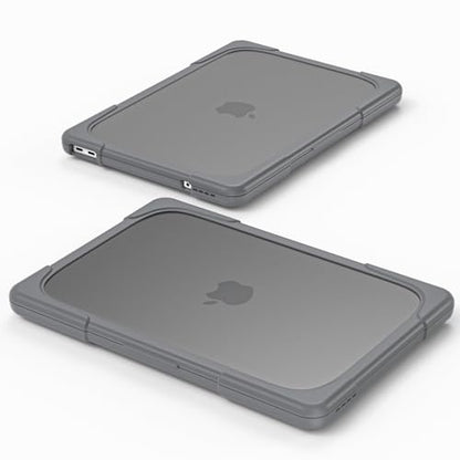 Batianda Heavy Duty Case for MacBook Neo 13 Inch 2026, Grey | Fits Model A3404 A18 Pro Chip, Ergonomic Foldable Stand Holds 22lbs, TPU Bumper, Matte Translucent Shockproof Hard Shell - color: Grey