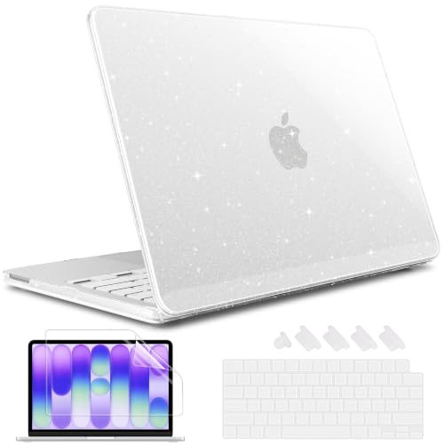May Chen Compatible with MacBook Neo 13 inch Case 2026 Model A3404, Plastic Hard Shell,Keyboard Cover,Screen Protector,Dust Plug, for MacBook Neo 13" with A18 Pro Chip, Glitter Clear - color: Glitter Clear