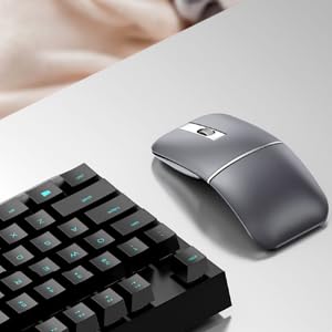 Foldable Arc Wireless Mouse Silent Click Bluetooth 5.3 and 2.4GHz | Dual Modes Portable Curved Mouse for Home, Office, Travel– Gray - color: Gray