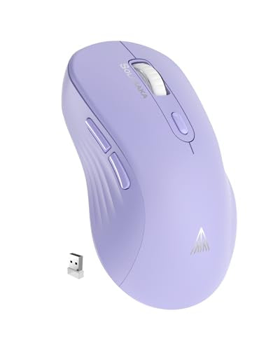SOLAKAKA SM66 Purple Silent Dual Mode Wireless Mouse for Laptop, Adjustable 4800 DPI,Rechargeable Computer Mouse for Bluetooth and Wireless Connection - color: purple