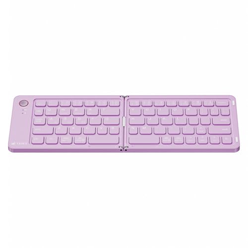 Veout Foldable Bluetooth Keyboard, Ultra-Thin Portable Wireless Keyboard, Lightweight for Laptop, iPad, iPhone, Android, Windows, Mac - color: Keyboard-Violet