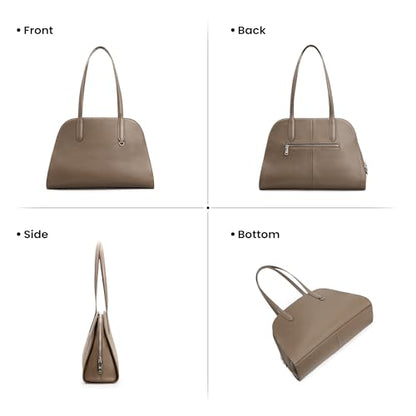 befen Genuine Leather Tote Bag for Women Work Travel Leather Purse Handbags | Real Leather, Padded 14" Laptop Compartment, Multi-Pockets, Zipper, Tote Bag for Daily - color: Z3-taupe