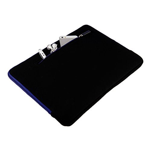 SumacLife Micro Suede Carrying Sleeve with Rear Pocket for 13-13.3 Inches Laptops (SLMSuede13BBLU) - color: Black/blue