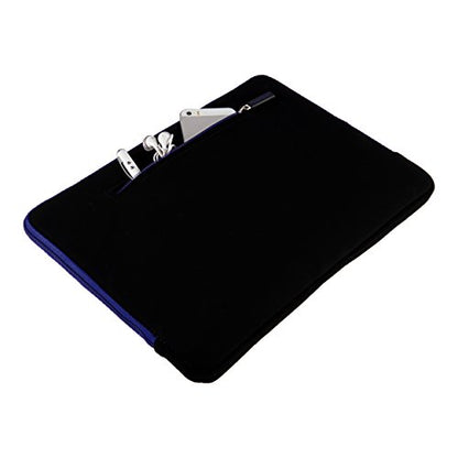 SumacLife Micro Suede Carrying Sleeve with Rear Pocket for 13-13.3 Inches Laptops (SLMSuede13BBLU) - color: Black/blue