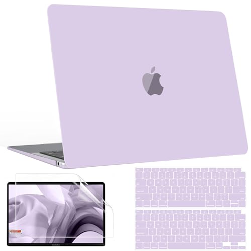 B BELK for MacBook Air 13.3 inch Case A2337 A2179 A1932 Lavender Purple | MacBook Air Case 2021 2020 2019 2018 M1 Chip Touch ID, Plastic Laptop Hard Shell + 2 Keyboard Covers + Screen Protector - color: Lavender Purple